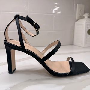 Black Chic Strappy Heels in Satin